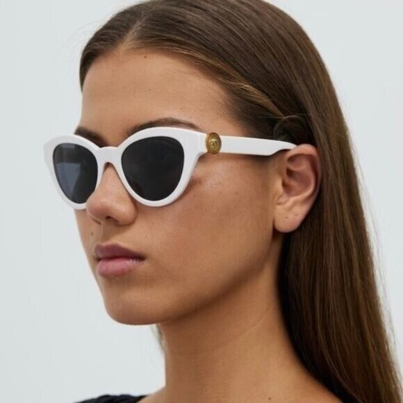 VERSACE White Cat Eye Sunglasses VE4435 Medusa Logo Retro - Picture 2 of 13